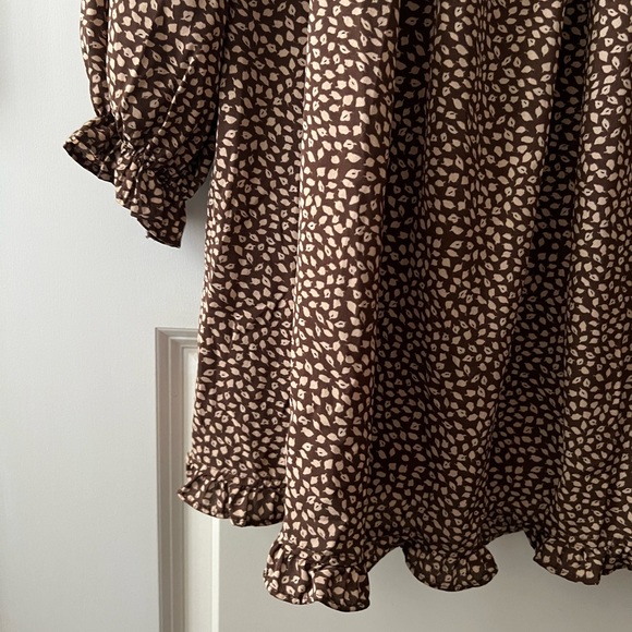 SHE + SKY LONG SLEEVE BROWN DRESS - Picture 3 of 5